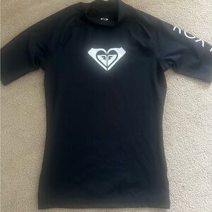 Roxy Black and White Logo Rash Guard